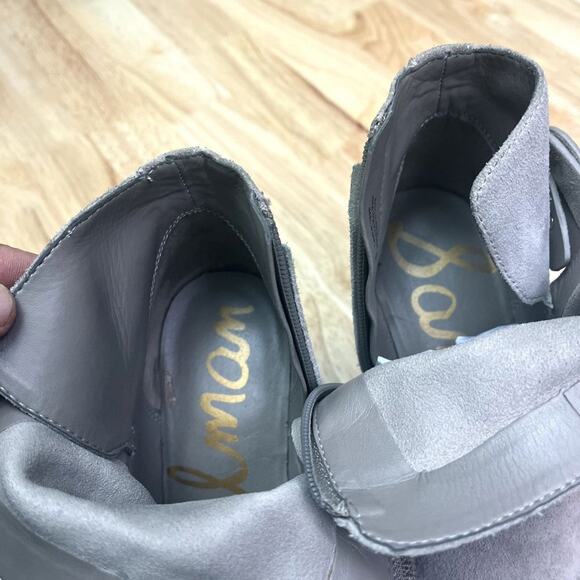 Sam Edelman Ankle Boots Womens 8M Merton Gray Suede Harness - Picture 9 of 15